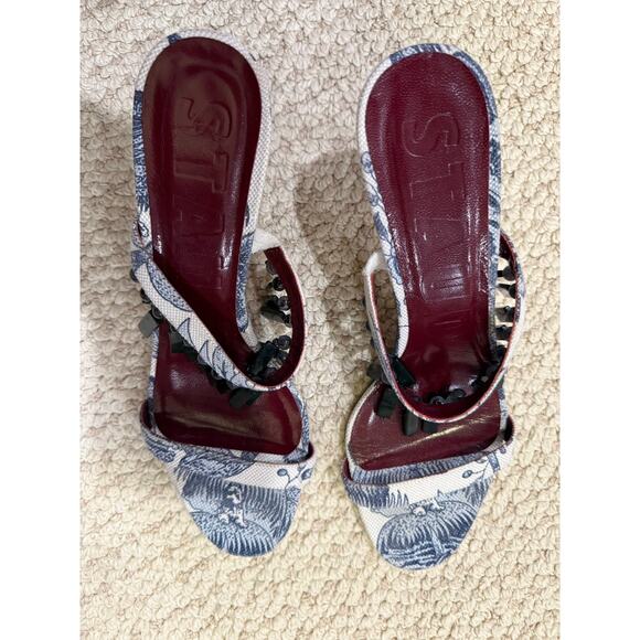🌿 STAUD‎ Beaded Toile-Print Heels – Size 39.5 - Picture 1 of 7